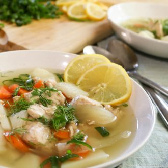 Easy Nourishing Fish Soup - Full of flavor and nutrition, made with ease in 30 minutes. #soup #healthy #whole30