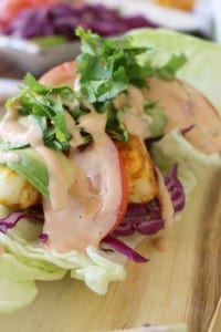 Cajun Fish Tacos with Zesty Dressing - can be enjoyed with sprouted tortillas or go paleo and use lettuce wraps. Check out the recipe!