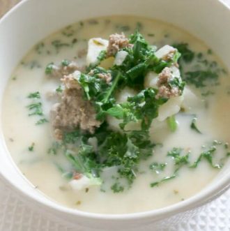 Pressure Cooker Ground Beef and Kale Soup - with 4 minutes cooking time, this soup makes a quick and easy dinner and full of nutrition. Hearty and loaded with potatoes, ground beef, and nutritious kale.