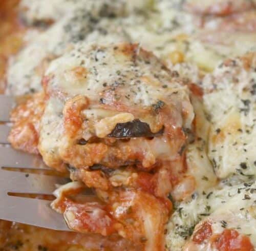 Easy Grain-Free Eggplant Parmesan - make this paleo and grain free side dish today. Click to see the recipe.
