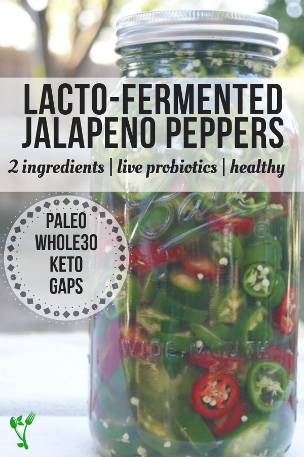 Lacto-Fermented Jalapeño Peppers - Skip the jarred jalapeño and make a healthy batch rich in beneficial probiotics with 2 simple ingredients. Naturally Paleo, GAPS, Whole30 and Keto. #fermented #healthy