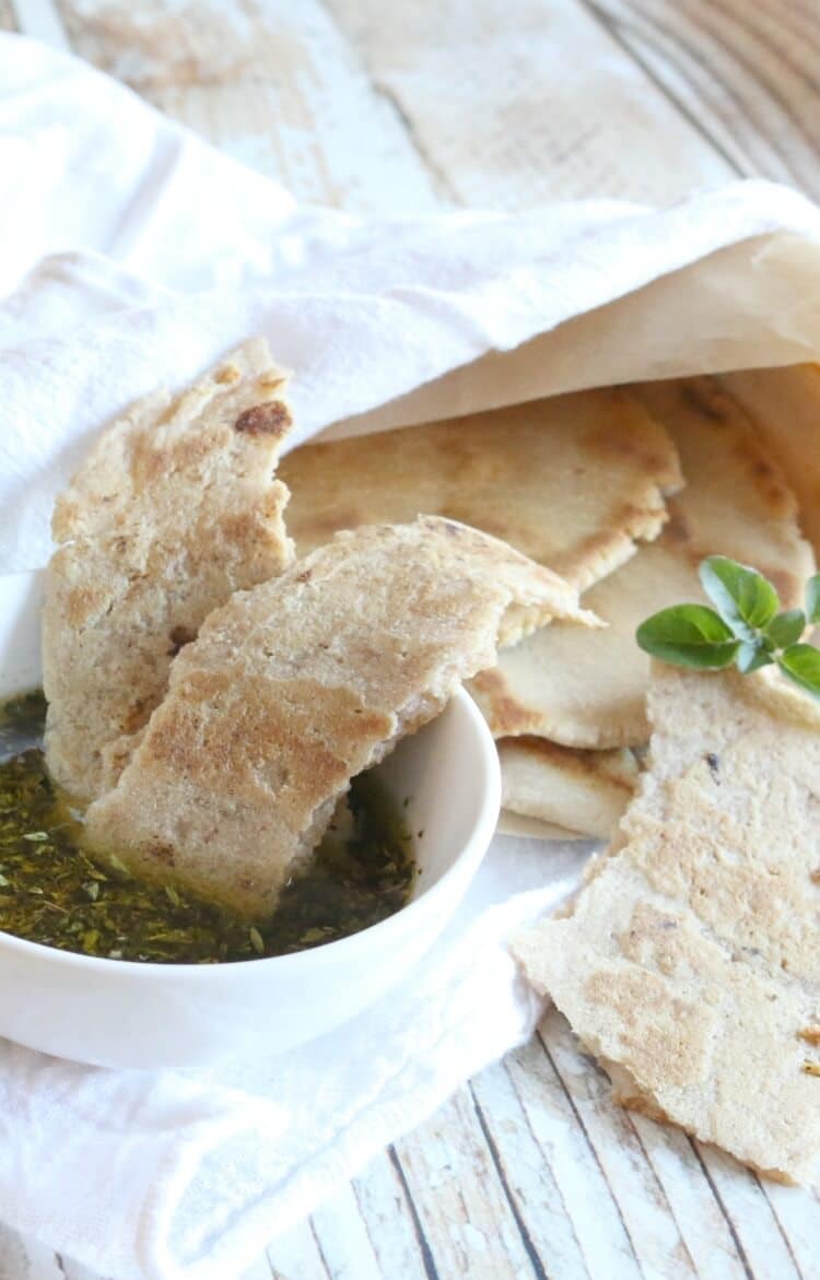 Gluten Free Flatbread with Herb & Garlic Dipping Oil - grain free | healthy | real food