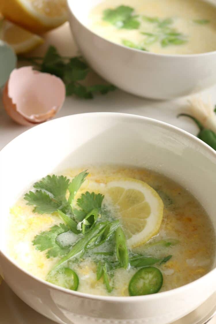 This Simple Egg Drop Soup is rich in nutrition and healthy fats. It doesn't have a thickener making this an easy paleo breakfast, lunch or dinner.