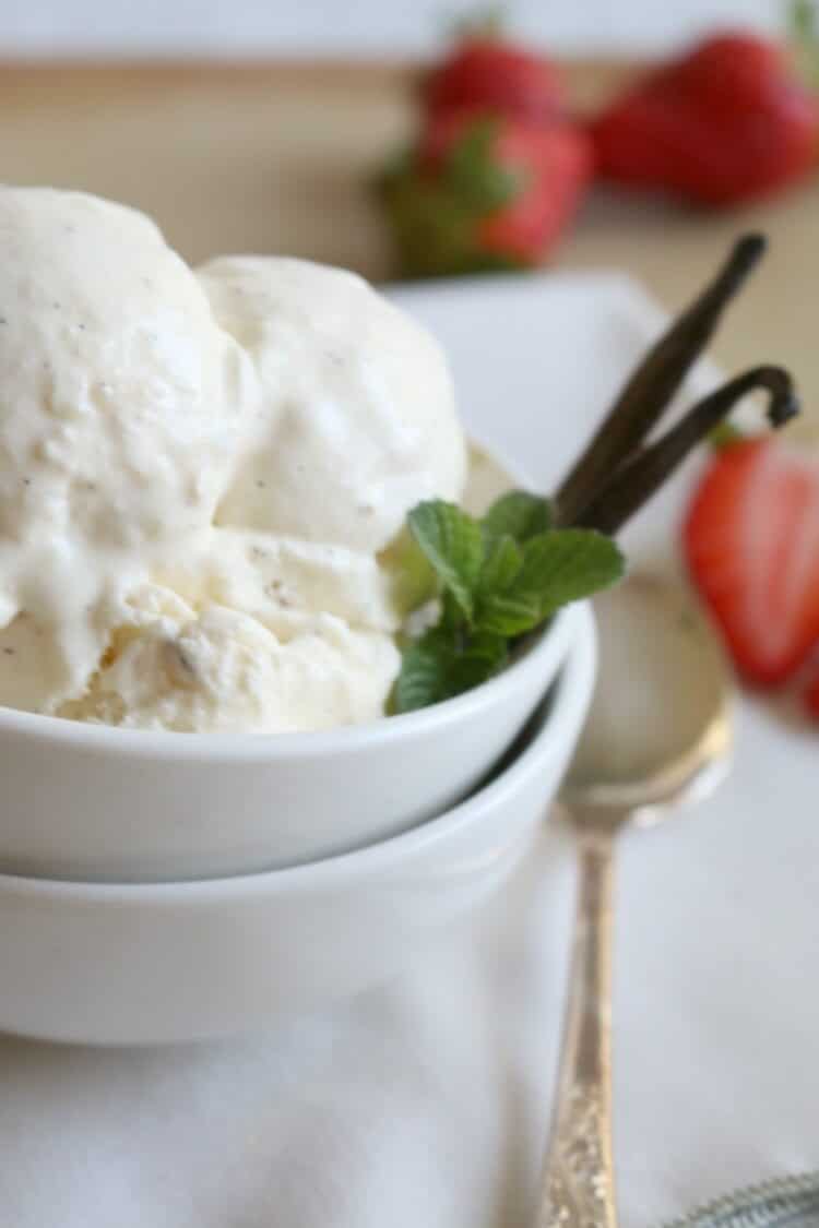 3 Ingredient Vanilla Bean Ice Cream - This Paleo treat is rich in healthy dairy free fats and loaded with vanilla bean specks. Made with coconut milk. 