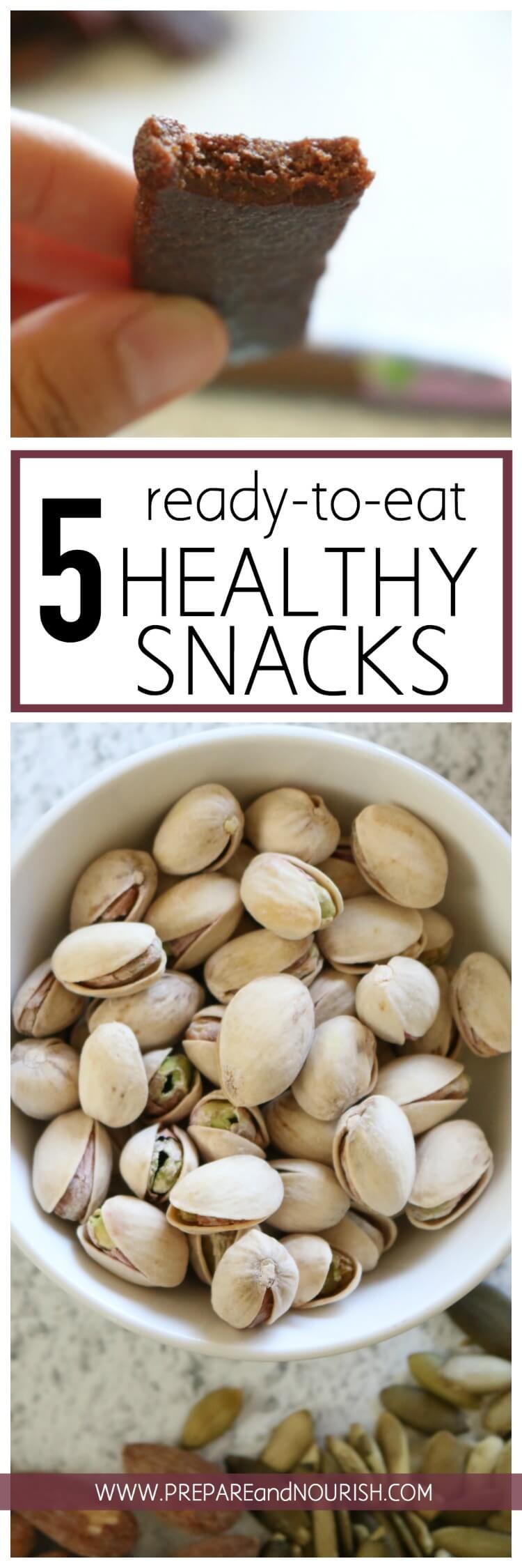 5 Ready-to-Eat Healthy Snacks - These FIVE ready to eat, no-fuss, no-prep healthy snacks are great for those in busy seasons.