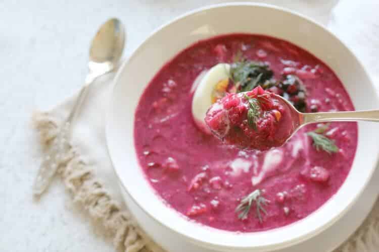 Chilled Beet Soup - This Chilled Beet Soup is refreshing with earthy undertones and delicious flavors. Make it Whole30 by keeping it dairy free with coconut cream. 