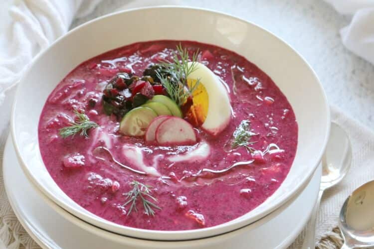 Chilled Beet Soup - This Chilled Beet Soup is refreshing with earthy undertones and delicious flavors. Make it Whole30 by keeping it dairy free with coconut cream. 