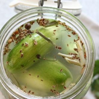 Easy Lacto-Fermented Dill Pickles -These Easy Lacto-Fermented Dill Pickles are a great way to preserve those cucumbers naturally with live enzymes and probiotics. It's originally made with dill and garlic, but you can add your favorite spices to this easy ferment.