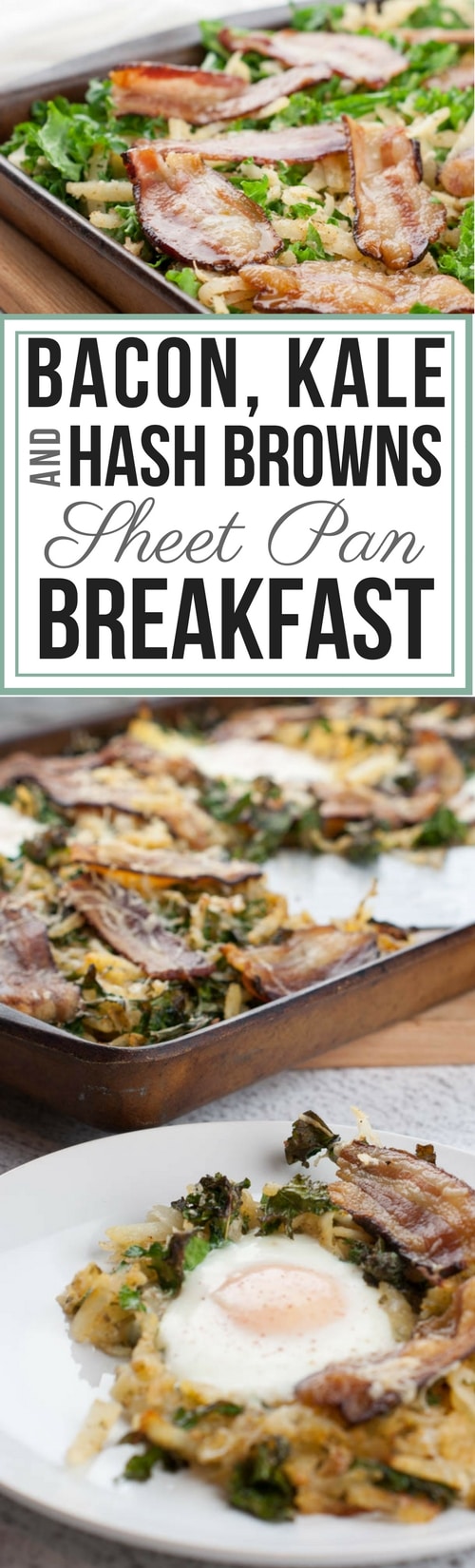 Sheet Pan Breakfast with Kale, Bacon and Hash Browns Ovenbaked, easy