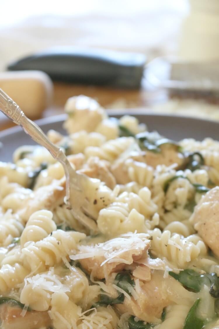One Pot Creamy Greens & Tuna Pasta -Conveniently made in one pan, this 30-minute Creamy Tuna Pasta is loaded with flavor from lemon, parmesan, Swiss Chard and of course canned wild tuna. 