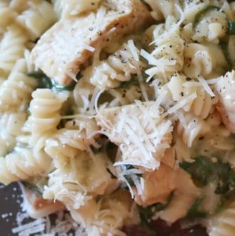 One Pot Creamy Greens & Tuna Pasta -Conveniently made in one pan, this 30-minute Creamy Tuna Pasta is loaded with flavor from lemon, parmesan, Swiss Chard and of course canned wild tuna. 