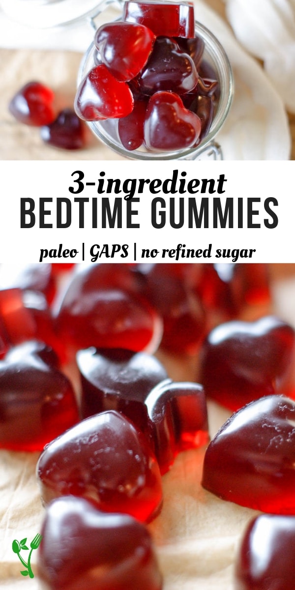 3 Ingredient Bedtime Gummies - With three simple ingredients, these Bedtime Gummies are sweetened with raw honey for extra nutrition and are overall a great Paleo & GAPS treat. #paleo #bedtime #collagen