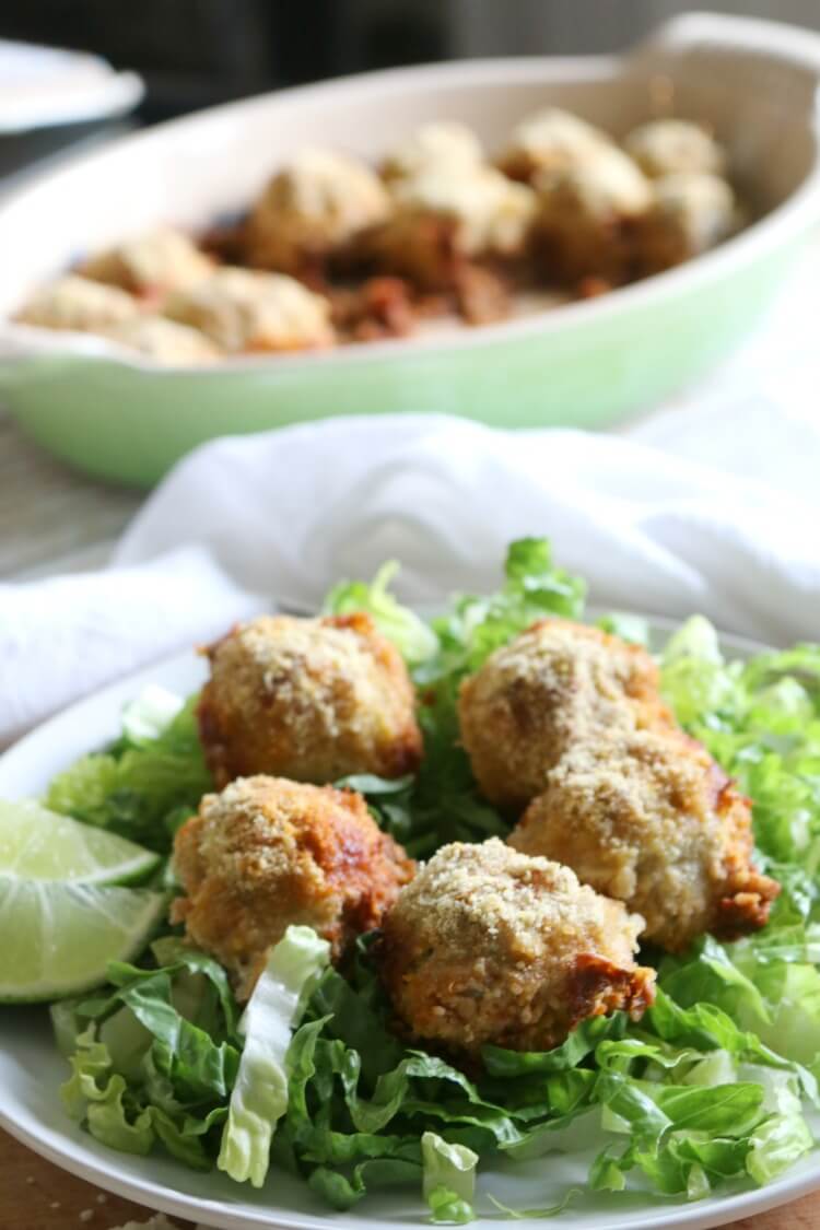 Turkey Fajita Meatballs - #ad Tender and flavorful from the onions and bell peppers, these Turkey Fajita Meatballs are quick and easy to put together for an lazy weeknight meal. Enjoy on a bed of romaine lettuce (or rice!) drizzled with crema fresca and topped with Cotija cheese.