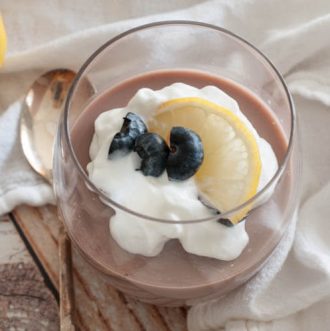 No Bake Lemon Blueberry Mousse - this dessert is slightly tart and wonderfully sweet. Made with only 5 simple ingredients, it's naturally primal and paleo-ish using probiotic-rich whole milk kefir and maple syrup for sweetness.