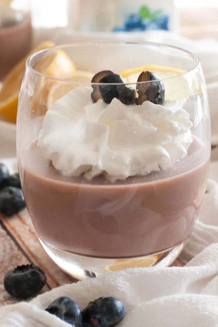 No Bake Lemon Blueberry Mousse - this dessert is slightly tart and wonderfully sweet. Made with only 5 simple ingredients, it's naturally primal and paleo-ish using probiotic-rich whole milk kefir and maple syrup for sweetness.