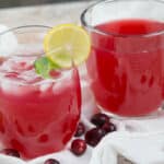 Honey-Sweetened Cranberry Juice (Instant Pot)- Slightly tart, with hints of cinnamon, this Honey-Sweetened Cranberry Juice can be enjoyed hot as a cider or iced as juice. Made easily in the electric pressure cooker, it's a festive addition to your holiday gathering. #holiday #instantpot #healthyinstantpot