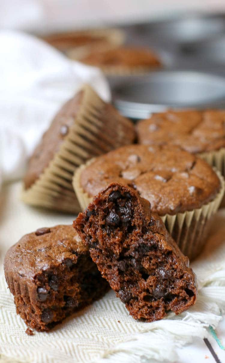 Flourless double chocolate muffins that are healthy for you.