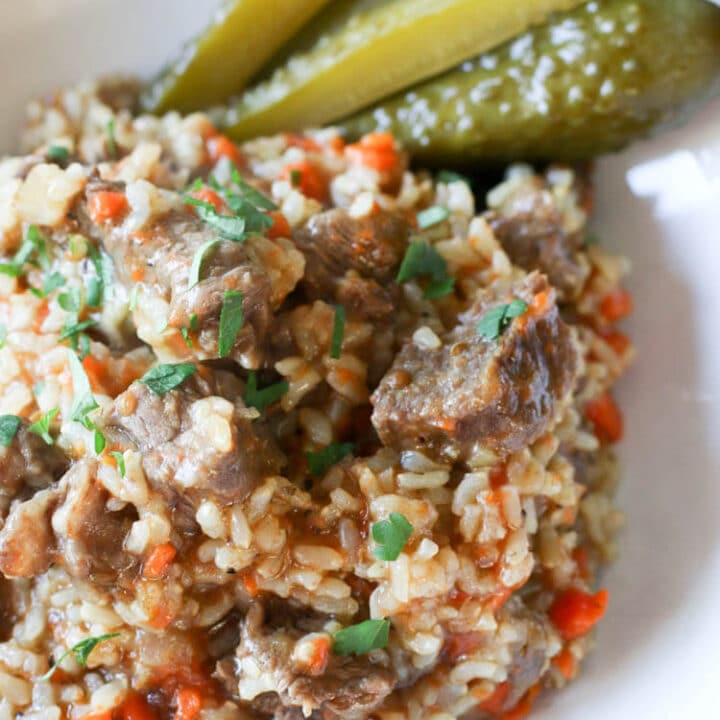 Instant Pot Sprouted Brown Rice with Beef (healthy one pot meal
