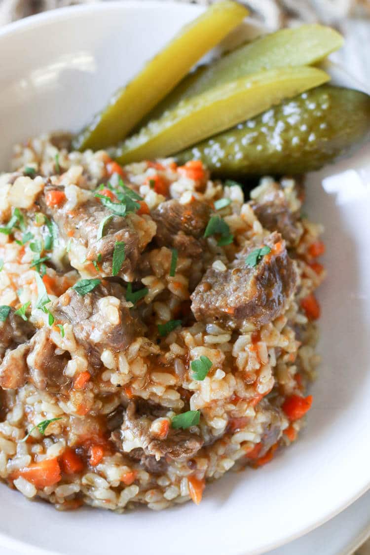 Instant Pot Sprouted Brown Rice with Beef Recipe -This Instant Pot Sprouted Brown Rice with Beef recipe is a simple dish that is full of flavor and bound to make the entire family happy. This dish is healthy, easily digestible and simple to make for a quick one pot dinner with plenty leftovers for lunch. #onepot #pressurecooker #instantpot 