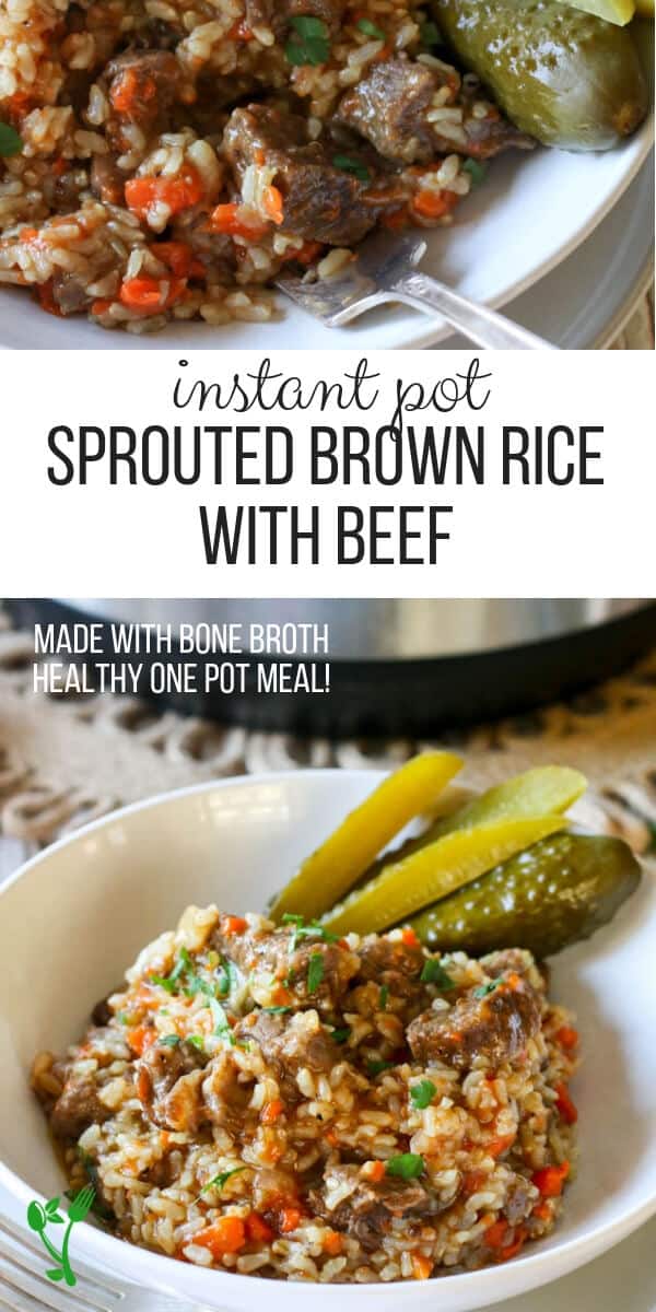 Instant Pot Sprouted Brown Rice with Beef Recipe -This Instant Pot Sprouted Brown Rice with Beef recipe is a simple dish that is full of flavor and bound to make the entire family happy. This dish is healthy, easily digestible and simple to make for a quick one pot dinner with plenty leftovers for lunch. #onepot #pressurecooker #instantpot