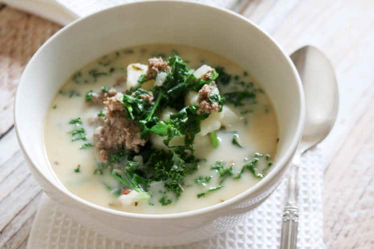 Instant Pot Ground Beef Kale Soup - This Ground Beef and Kale Soup is hearty and loaded with potatoes, ground beef and nutritious kale.  The best part is that this soup makes a quick and easy dinner with 4 minutes of cooking time. #instantpot #healthysoup