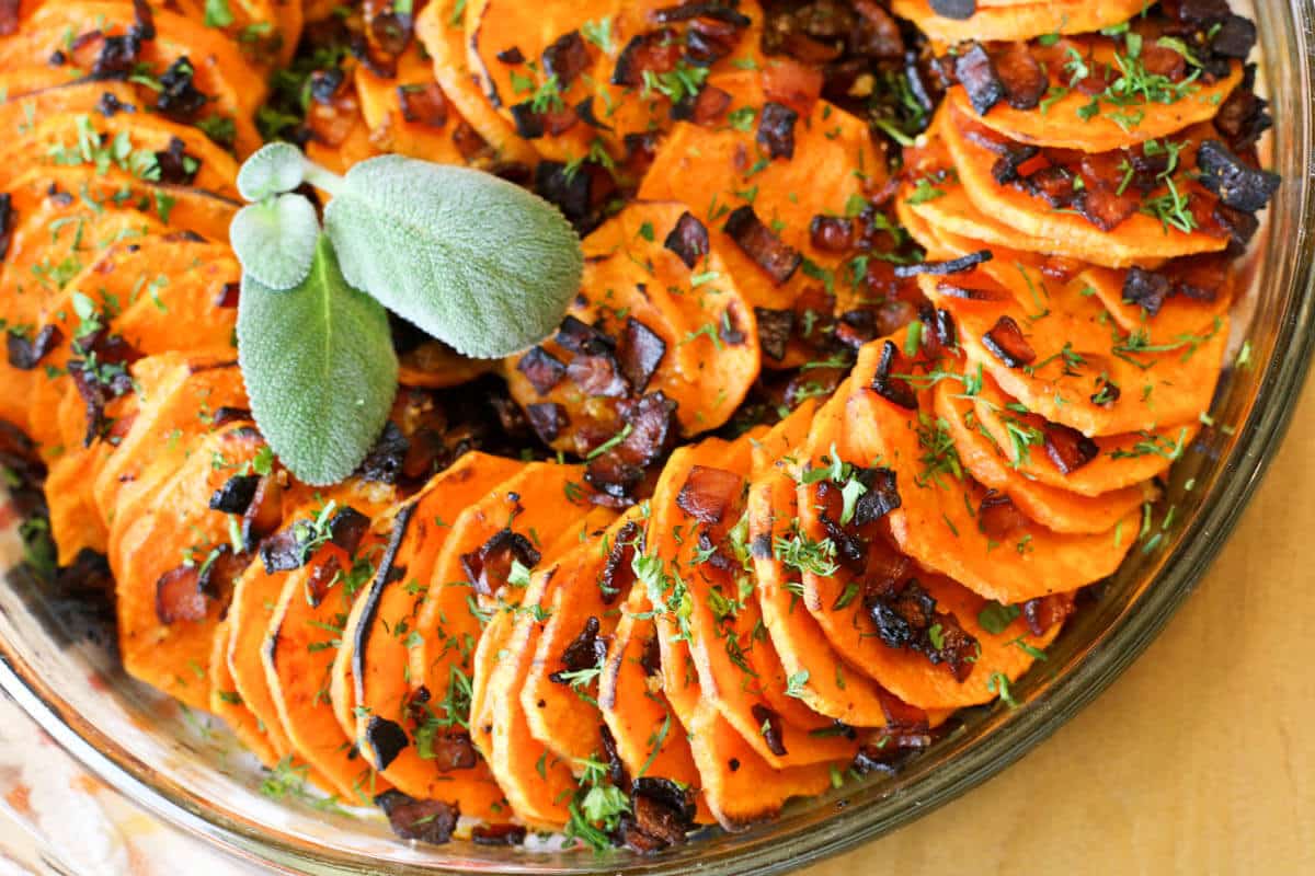 Scalloped Sweet Potatoes with Bacon
