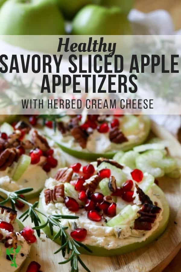 Savory Sliced Apple Appetizers - Slightly tart slices of Granny Smith apples are loaded with savory cream cheese and delicious crunchy toppings. #gapsdiet #appetizers #primalfood