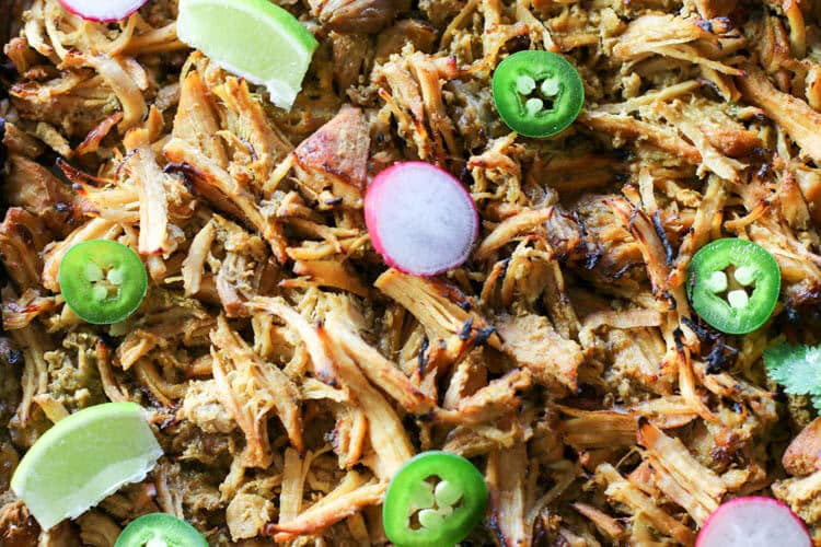 Instant Pot Crispy Carnitas (Paleo, Whole 30, GAPS, Low Carb) -Crispy Pork Carnitas (made in the pressure cooker) makes an easy weeknight meal or healthy party food. It's generously seasoned and broiled to crispy perfection. #whole30 #paleofood