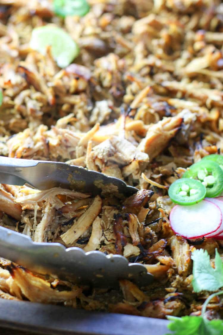 Instant Pot Crispy Carnitas (Paleo, Whole 30, GAPS, Low Carb) -Crispy Pork Carnitas (made in the pressure cooker) makes an easy weeknight meal or healthy party food. It's generously seasoned and broiled to crispy perfection. #whole30 #paleofood 