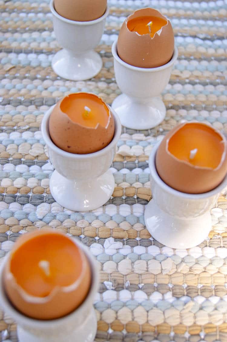 DIY Citronella Eggshell Candles -Make citronella candles in eggshells for an adorable centerpiece that will also keep the pests away. These DIY Citronella Eggshell Candles are easy and free from toxic chemicals. #diy #citronella #candles 