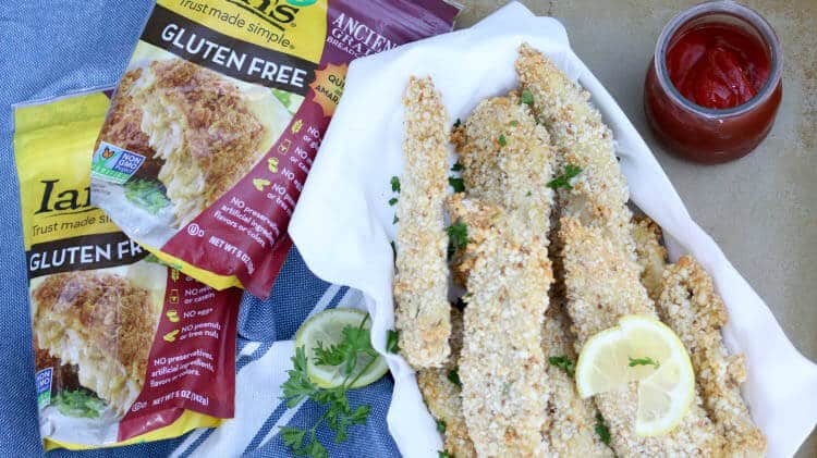 Baked Gluten Free Chicken Tenders with Ancient Grains - A comfort food made wholesome: baked, not fried and dredged in gluten free ancient grains medley of quinoa and amaranth.  Perfect for little hands and big tummies and only 5 ingredients! #glutenfree #chickentenders