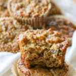 Paleo Coconut Flour Banana Bread Muffins -Made with coconut flour and are dairy free, nut free, gluten and grain free. They make a delicious, perfectly moist Paleo treat or breakfast on the go. #nutfree #bananabread