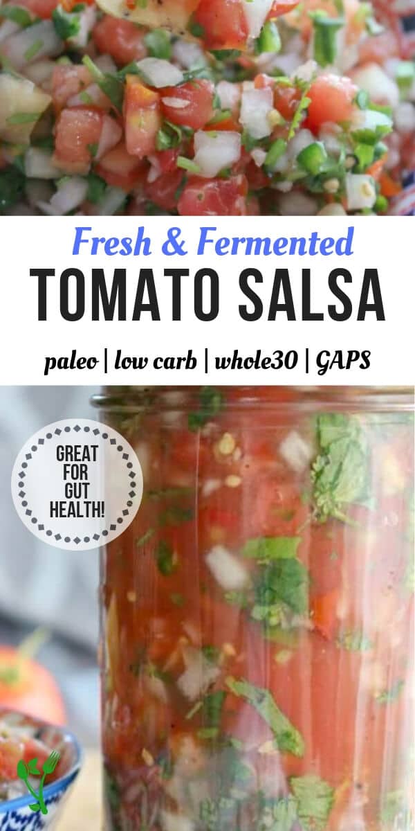 Lacto-Fermented Tomato Salsa - Great to be enjoyed fresh or fermented for natural probiotics. #guthealth #lactofermentation