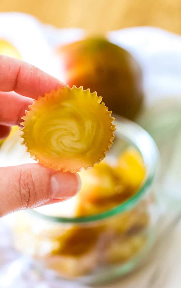 Mango & Cream Gummy Candies - Trader Joe's Copycat!! Mango and Cream Gummies are a gut-healing, refined sugar-free, and an overall healthy treat that your whole family will love. It's a simple Paleo and GAPS candy that takes 20 minutes to make. #paleotreats #copycat 