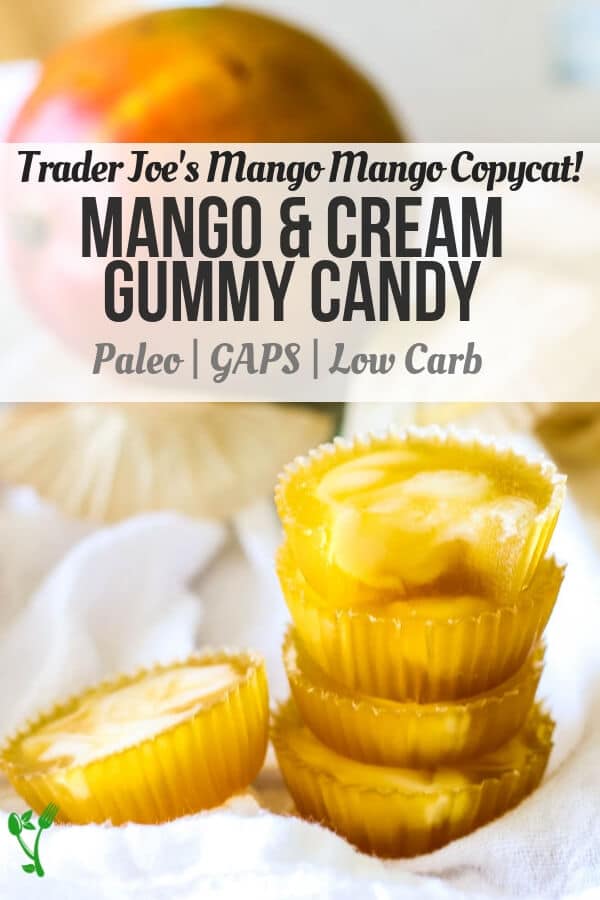 Mango & Cream Gummy Candies - Trader Joe's Copycat!! Mango and Cream Gummies are a gut-healing, refined sugar-free, and an overall healthy treat that your whole family will love. It's a simple Paleo and GAPS candy that takes 20 minutes to make. #paleotreats #copycat 