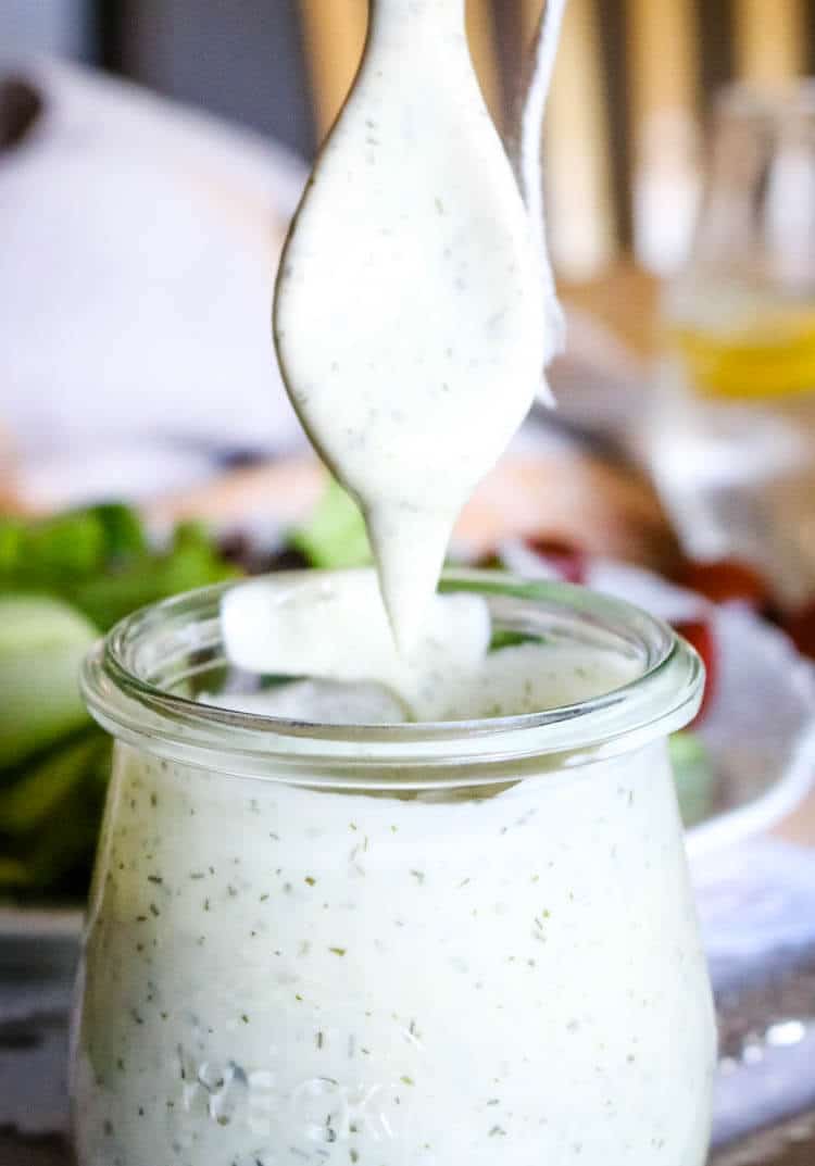 Simple House Salad Dressing - Paleo, Low Carb, Whole30 - Tangy, creamy, full of flavor, this house dressing is a staple in our real food kitchen. Easily whip this up in 2 minutes with only 4 healthy ingredients. #whole30 #saladdressing