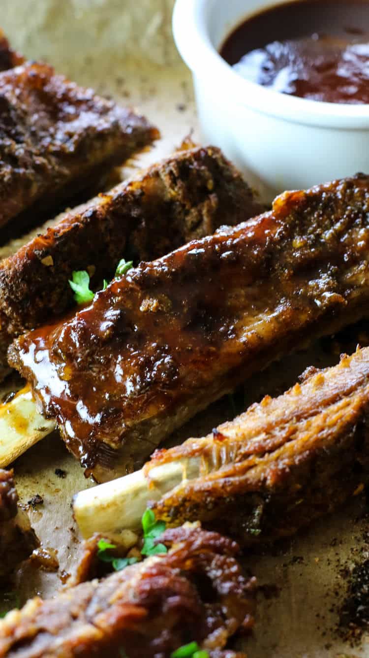 Instant Pot Ribs (Keto, Paleo, Whole30) -These Instant Pot Ribs are so delicious, flavorful, tender and best of all easy to make with only 5 ingredients and 30 minutes cook time! Pair with your favorite roasted vegetable for an easy weeknight dinner! #instantpot #spareribs 