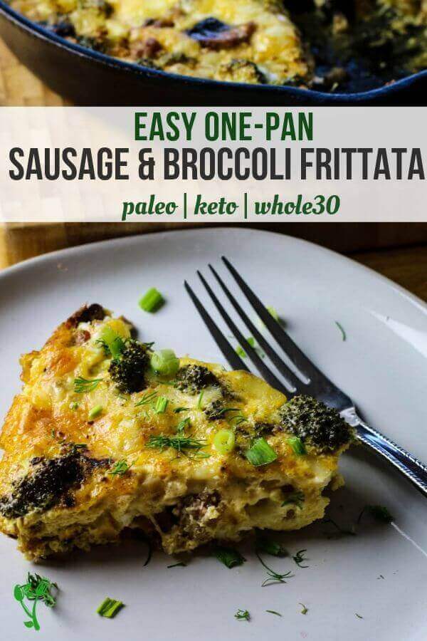 Easy One Pan Sausage and Broccoli Frittata on a plate