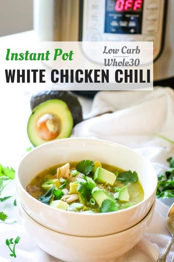 Healthy white chicken chili recipe with healthy toppings