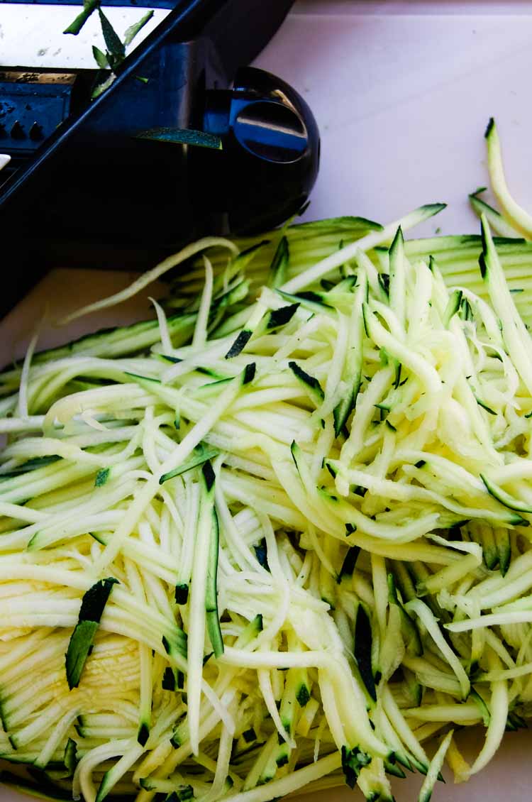 Julienned zucchini for low carb pasta option
