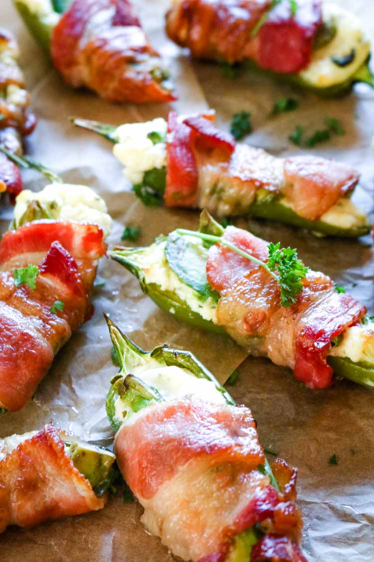 Bacon wrapped jalapeno poppers with cream cheese filling