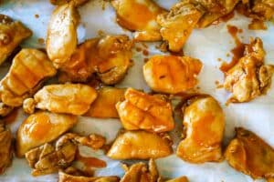 Making buffalo chicken bites for healthy salad