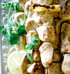 Chicken kebabs with lemon and cilantro