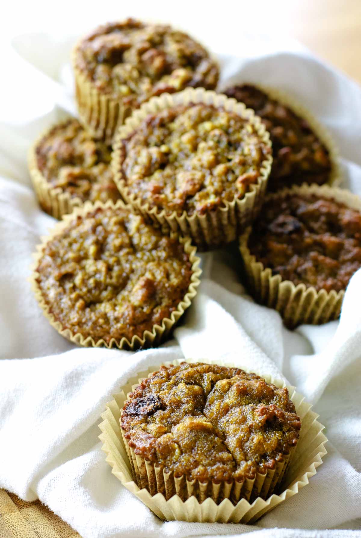 Coconut Flour banana bread muffins in a pile