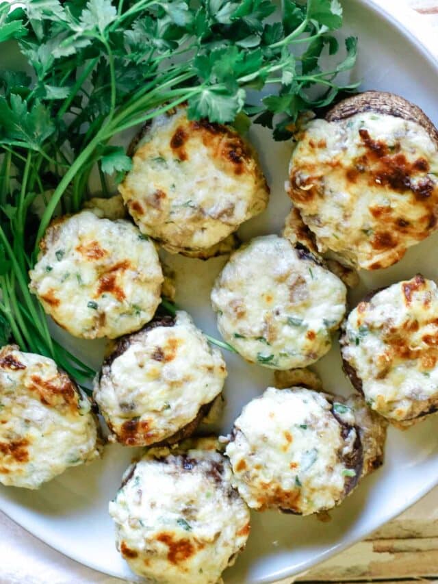 Three Cheese Stuffed Mushrooms - Prepare + Nourish