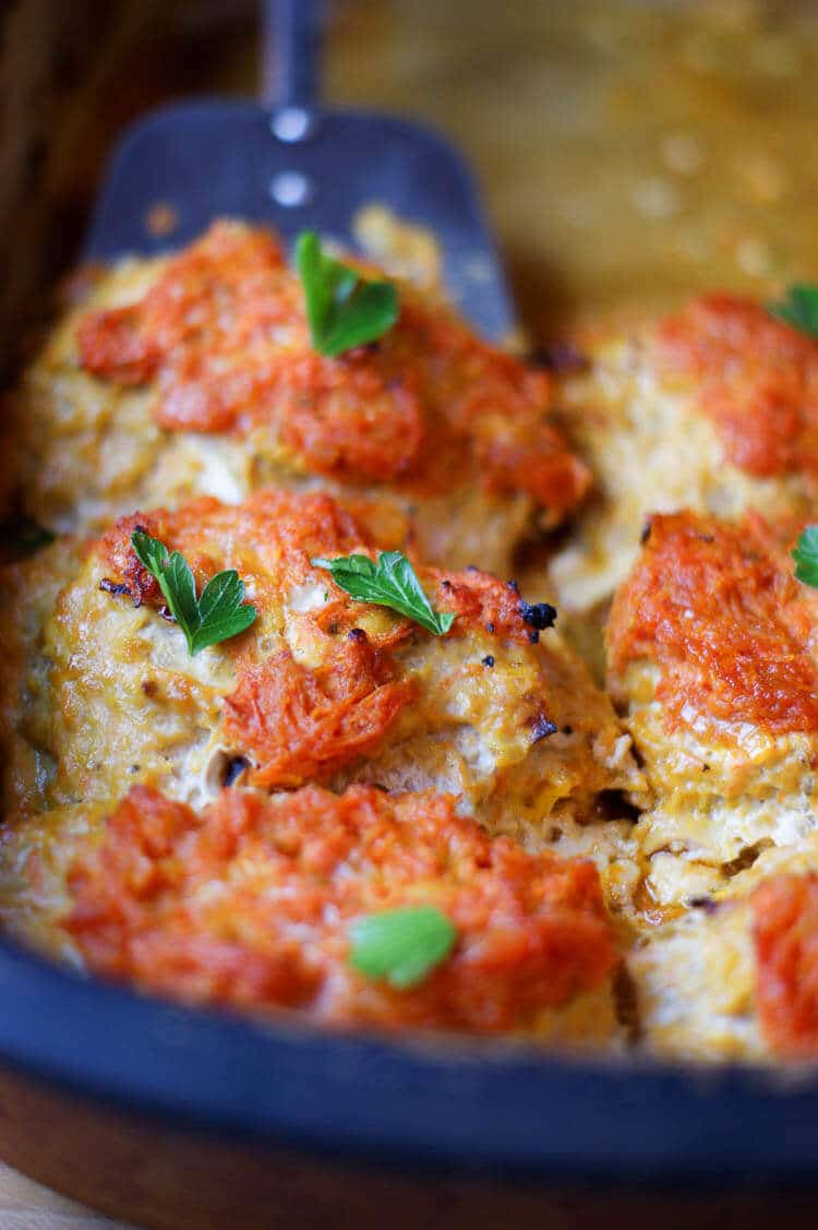 lazy cabbage rolls in a casserole dish with parsley