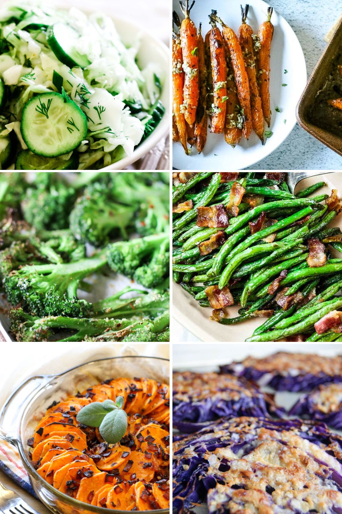 collage of simple side dishes to pair with cabbage rolls