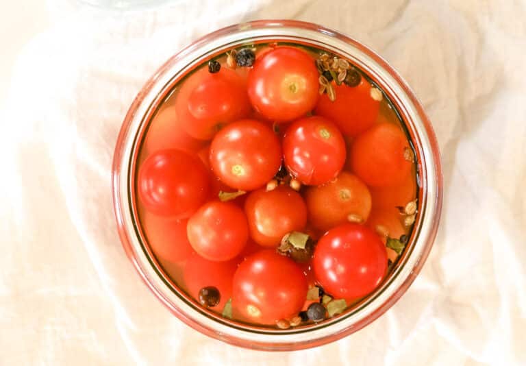 tomatoes with brine and seasoning.
