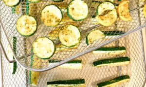 roasted zucchini and yellow squash on crisper tray.