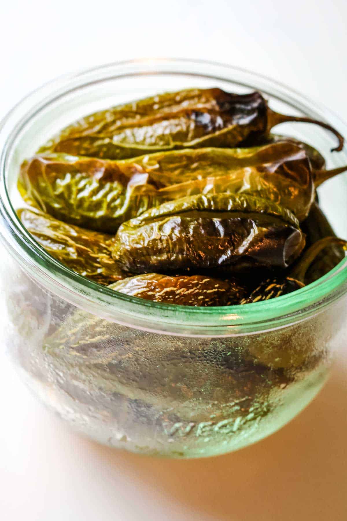 roasted jalapeno peppers in a weck jar.